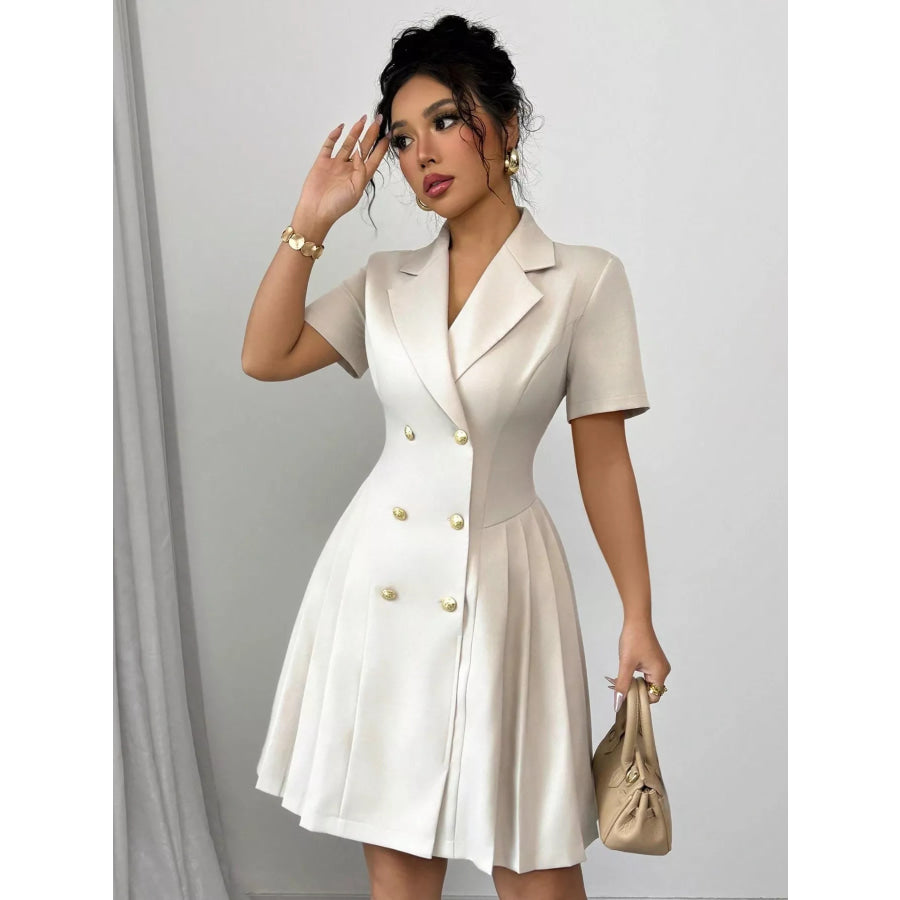 Double-Breasted Pleated Blazer Dress Apparel and Accessories
