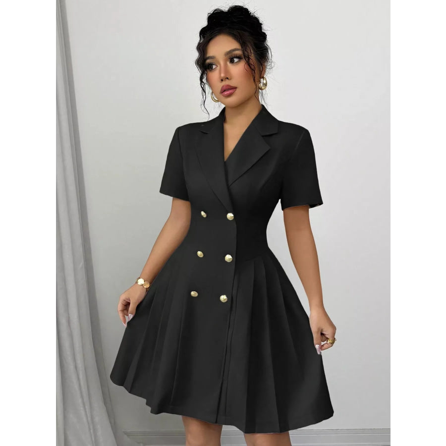 Double-Breasted Pleated Blazer Dress Apparel and Accessories