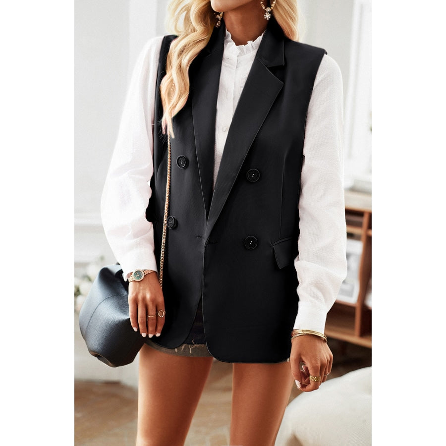 Double-Breasted Sleeveless Blazer Black / S