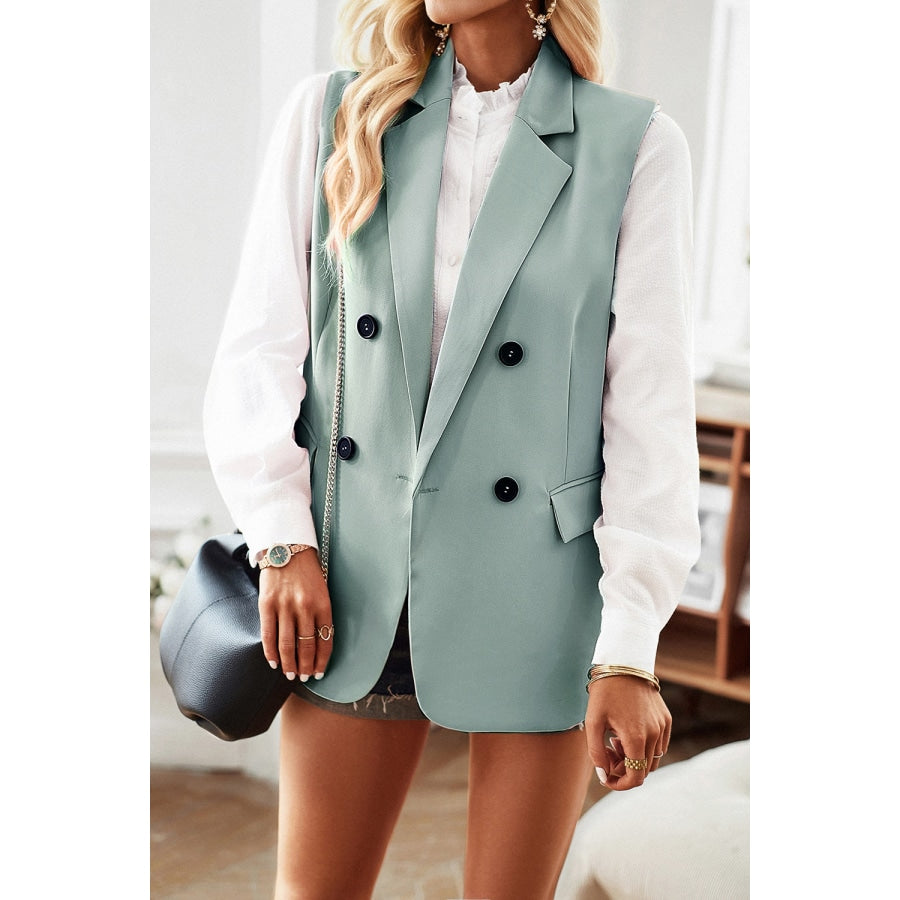 Double-Breasted Sleeveless Blazer Gum Leaf / S