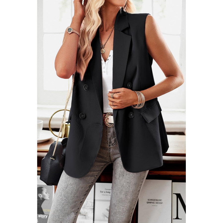 Double-Breasted Sleeveless Blazer