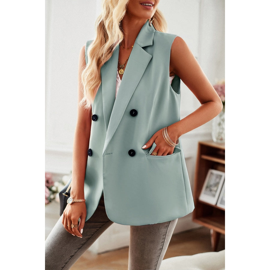 Double-Breasted Sleeveless Blazer