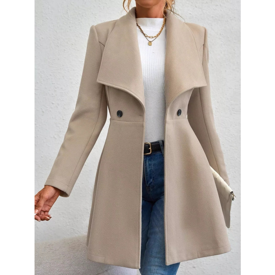 Double-Breasted Slim-Fit Coat Khaki / S Apparel and Accessories
