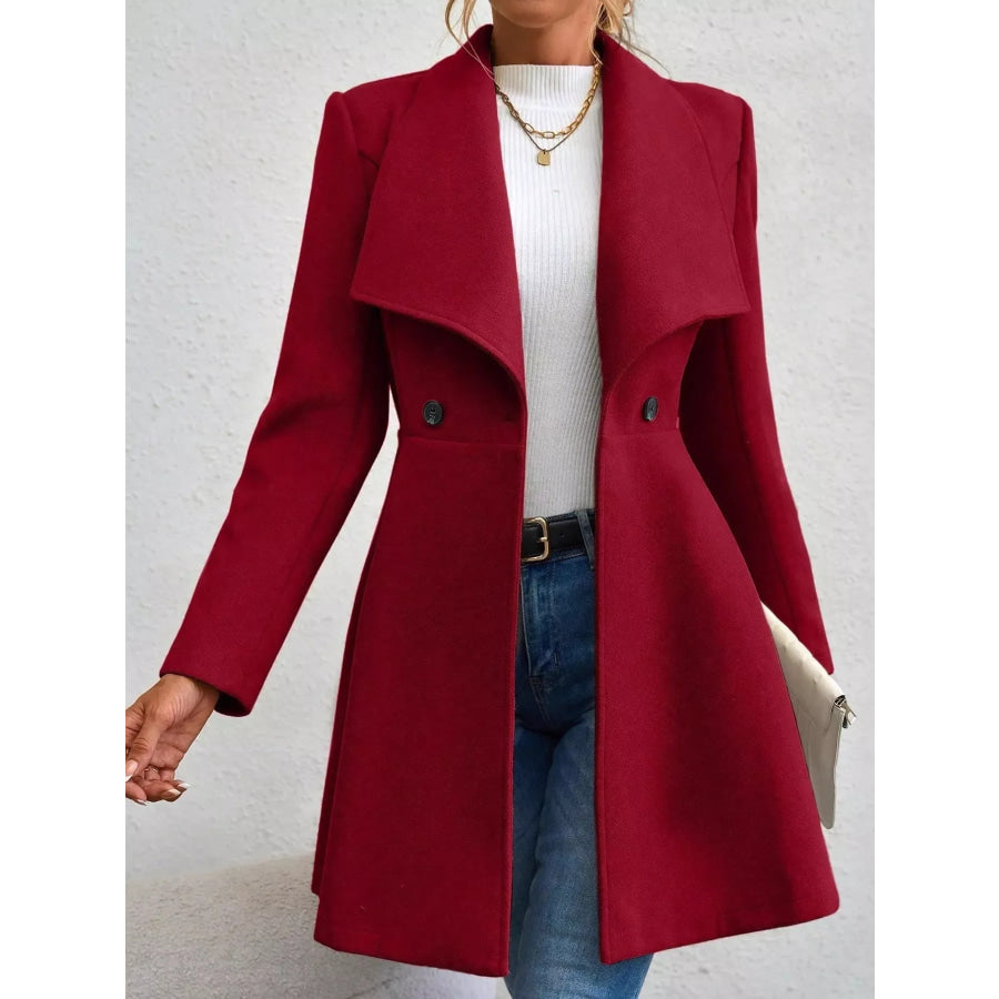 Double-Breasted Slim-Fit Coat Red / S Apparel and Accessories