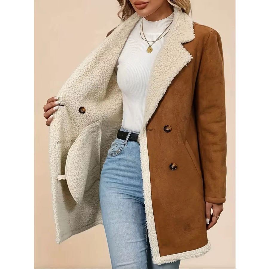 Double-Breasted Suede Outerwear Apparel and Accessories