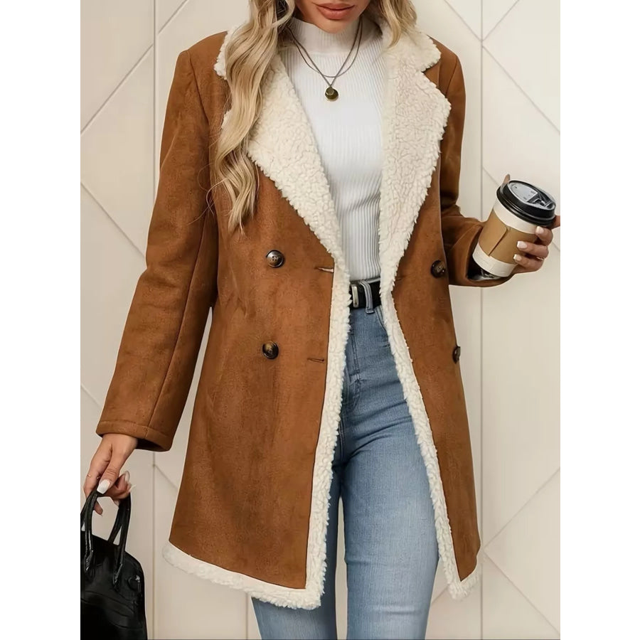 Double-Breasted Suede Outerwear Apparel and Accessories