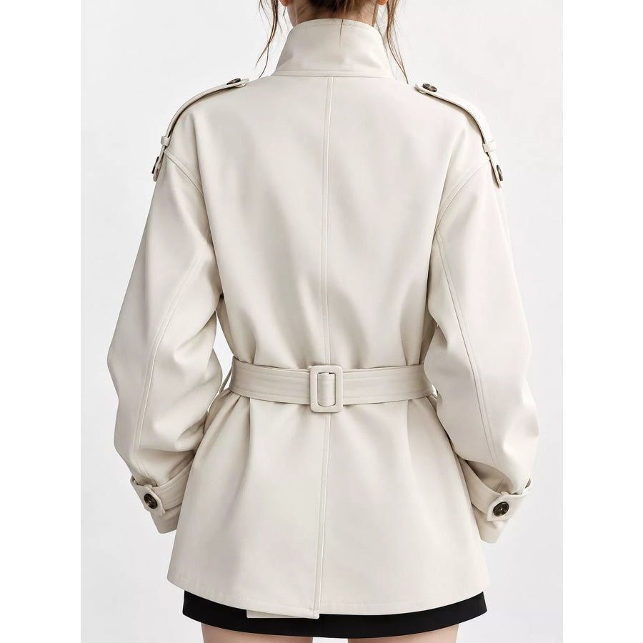 Double-Breasted Turtleneck Trench Outerwear Apparel and Accessories