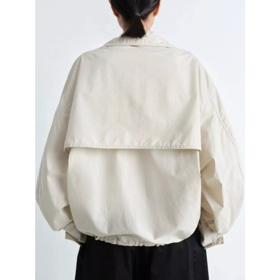 Double-Breasted Utility Jacket with Drawstring Hem Apparel and Accessories