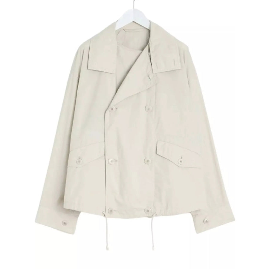 Double-Breasted Utility Jacket with Drawstring Hem Apparel and Accessories