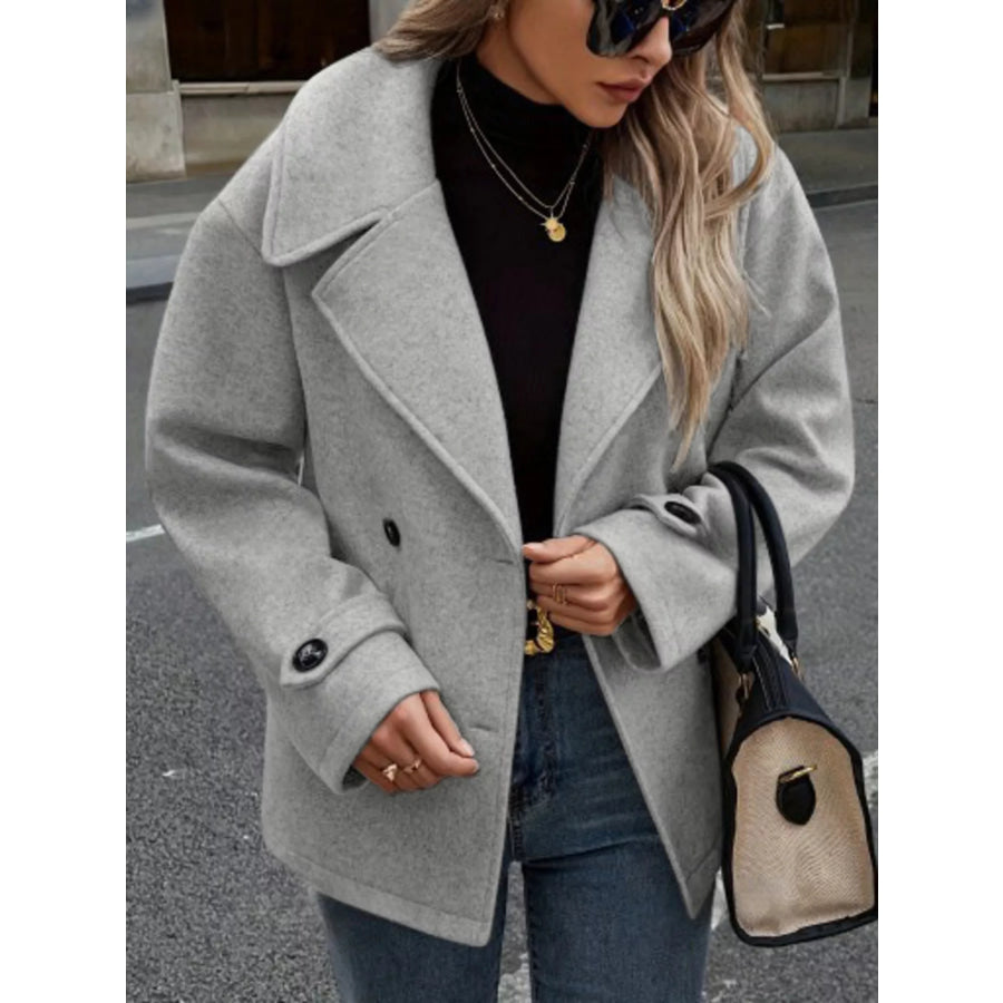 Double-Breasted Wool Blend Casual Jacket Light Gray / S Apparel and Accessories