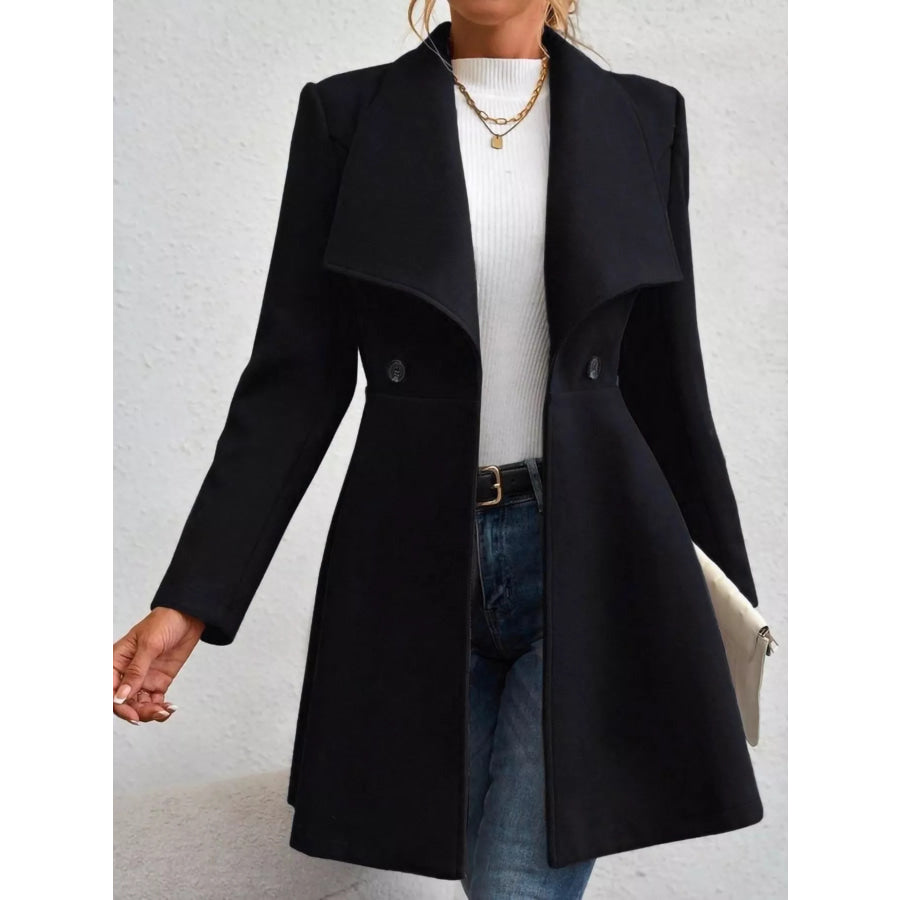 Double-Breasted Wool Blend Coat Black / S Apparel and Accessories