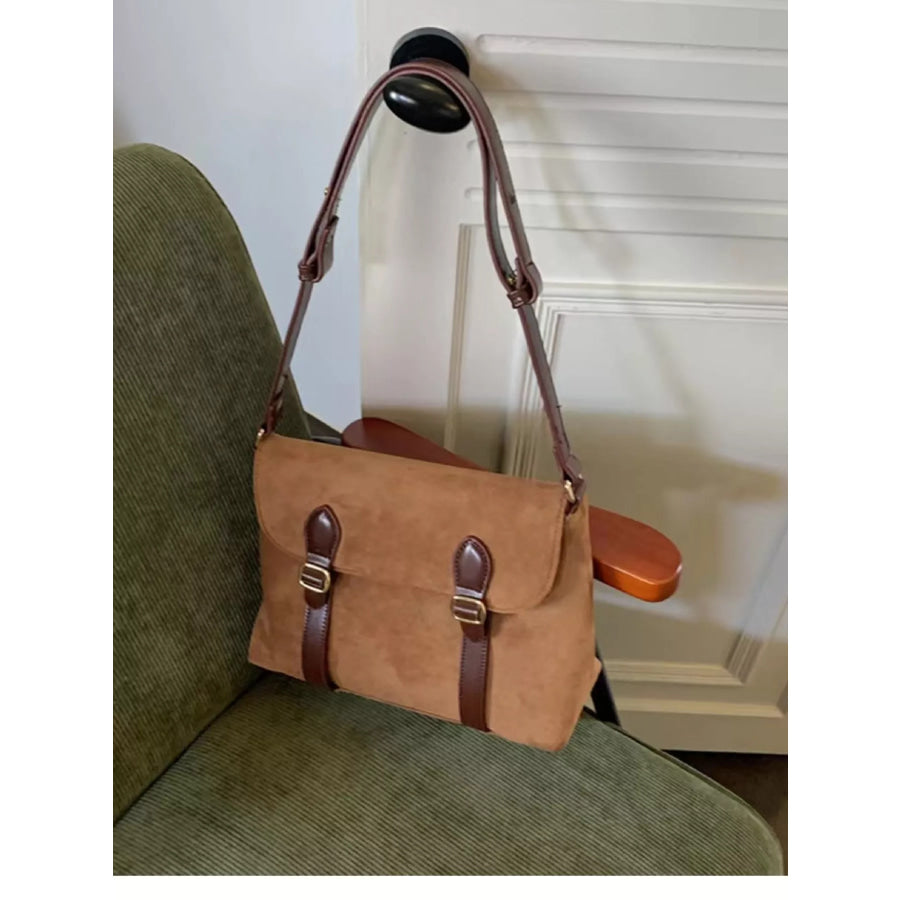 Double Buckle Crossbody Bag Brown / One Size Apparel and Accessories