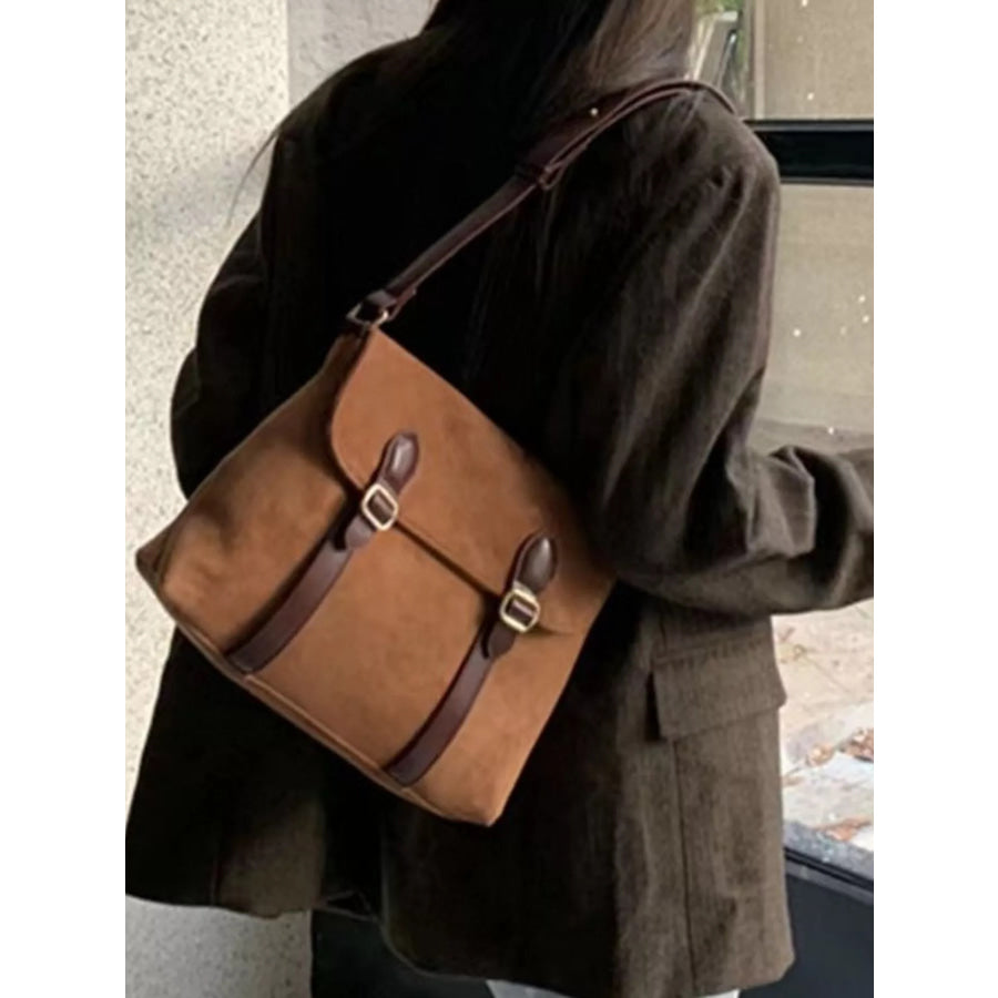 Double Buckle Crossbody Bag Brown / One Size Apparel and Accessories