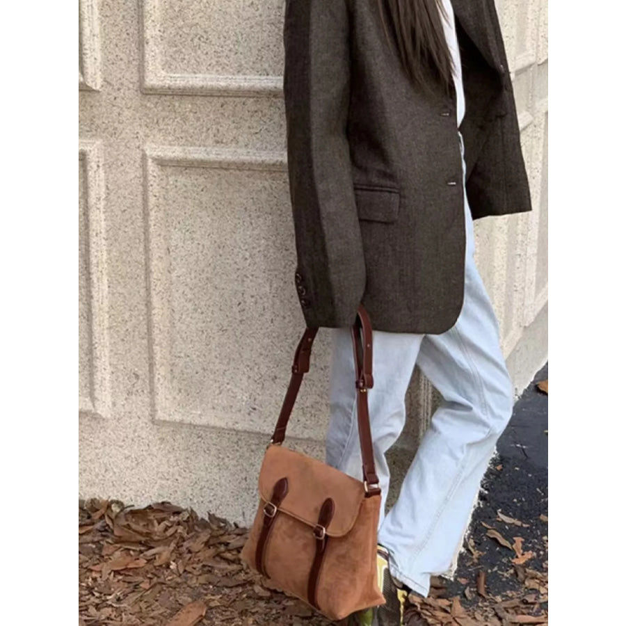 Double Buckle Crossbody Bag Brown / One Size Apparel and Accessories