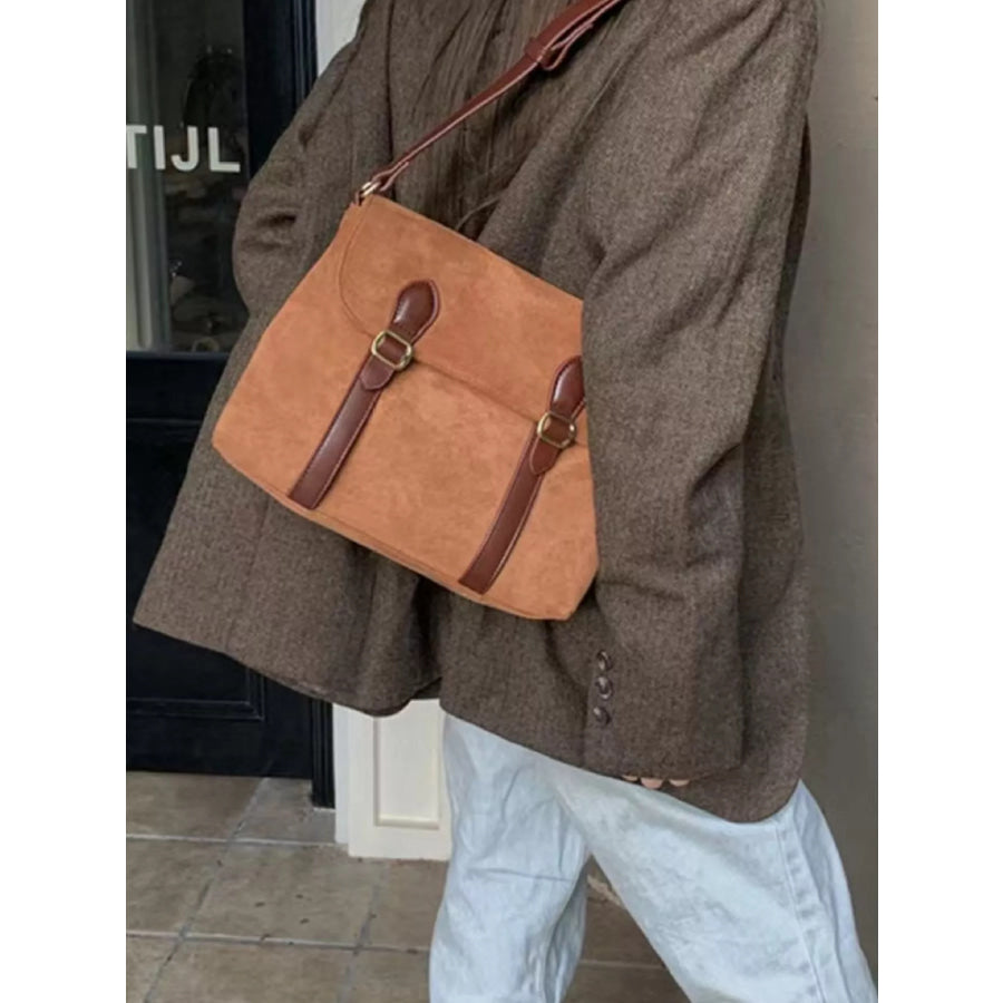 Double Buckle Crossbody Bag Brown / One Size Apparel and Accessories