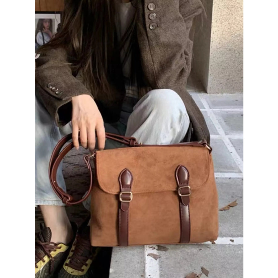 Double Buckle Crossbody Bag Brown / One Size Apparel and Accessories