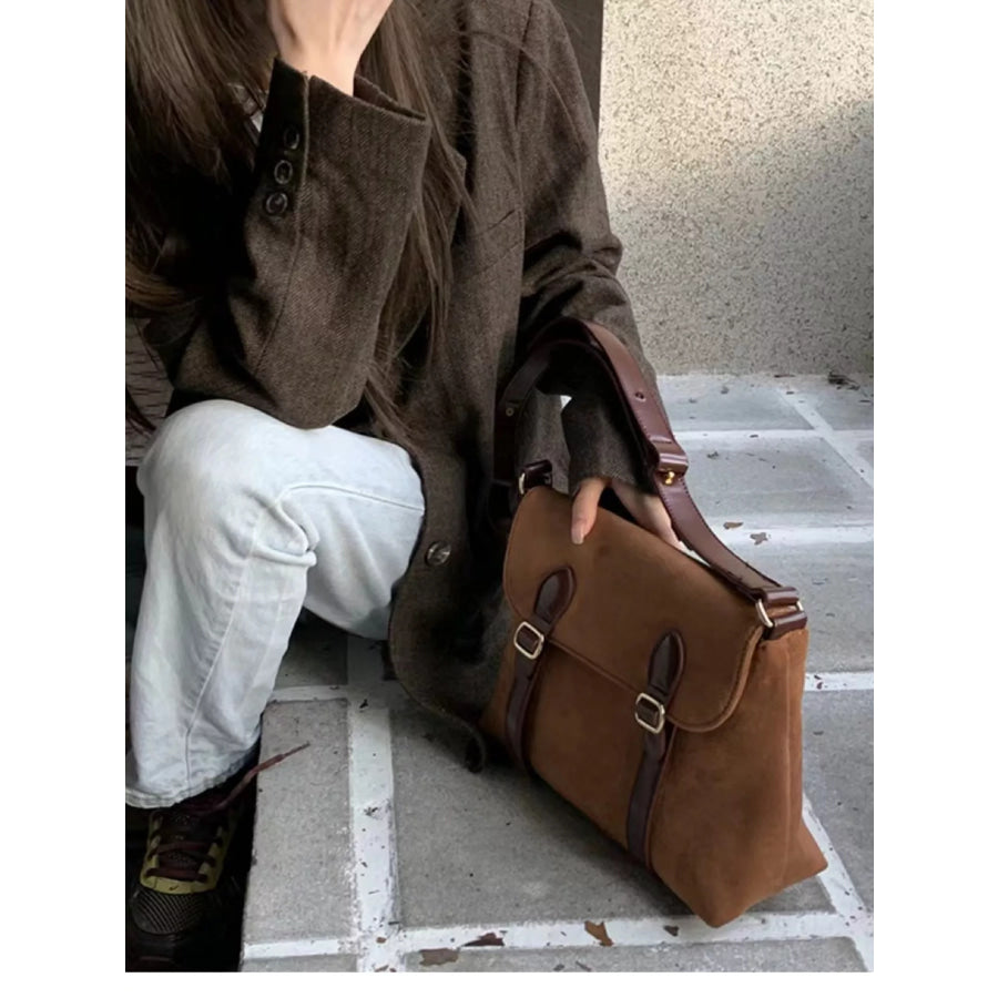 Double Buckle Crossbody Bag Brown / One Size Apparel and Accessories