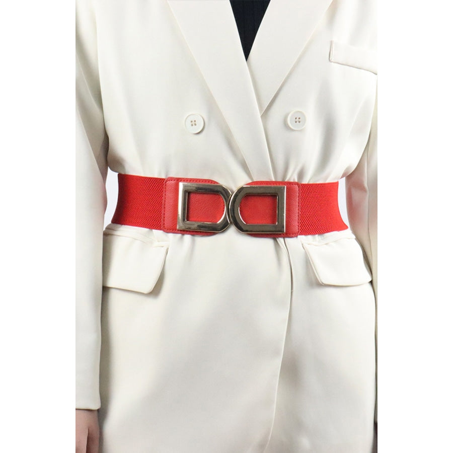 Double D Buckle PU Belt Red / One Size