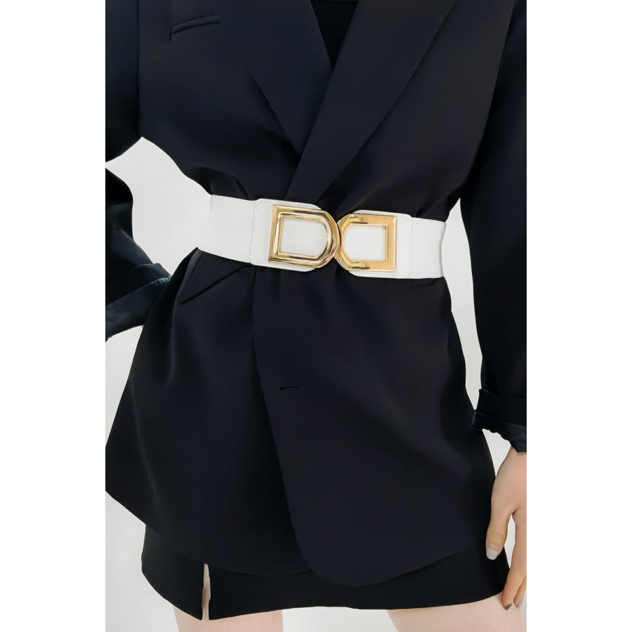 Double D Buckle PU Belt White / One Size