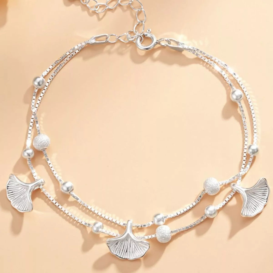 Double Layer Ginkgo Leaf Bracelet Silver / onesize Apparel and Accessories