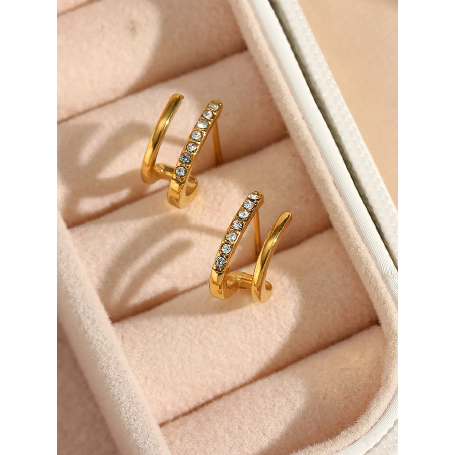 Double-Layer Hoop Earrings Gold / onesize Apparel and Accessories