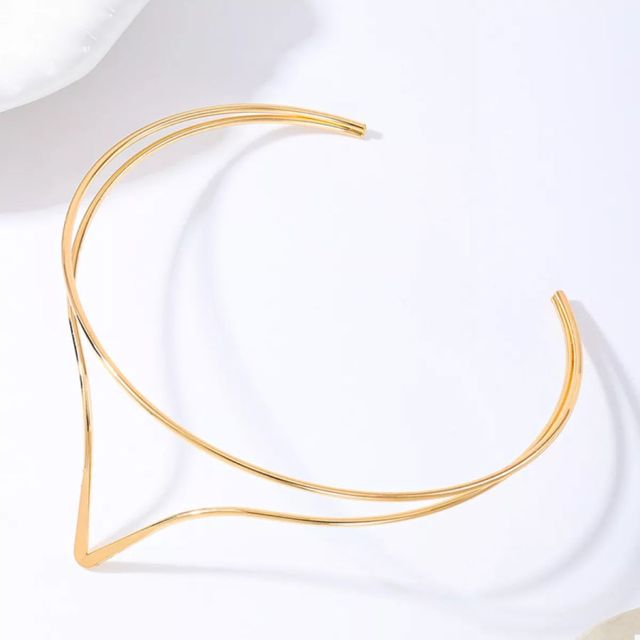 Double Layer V-Shaped Choker Necklace Golden / One Size Apparel and Accessories