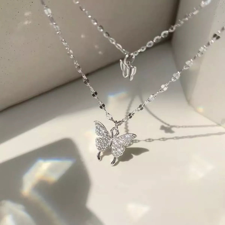 Double Layered Butterfly Necklace Apparel and Accessories