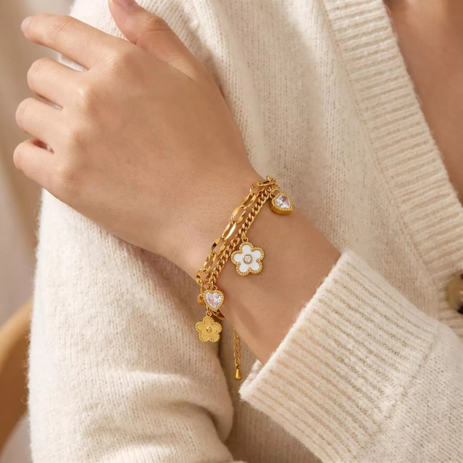 Double Layered Charm Bracelet Gold / onesize Apparel and Accessories