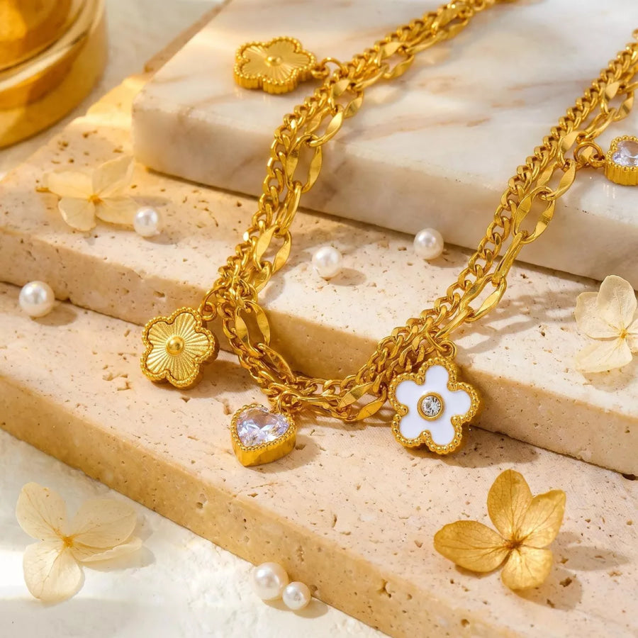 Double Layered Charm Bracelet Gold / onesize Apparel and Accessories