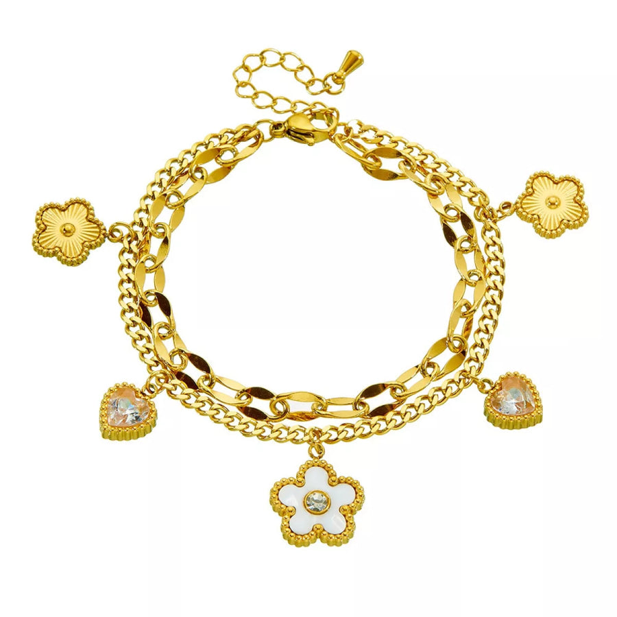 Double Layered Charm Bracelet Gold / onesize Apparel and Accessories