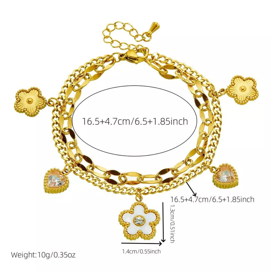 Double Layered Charm Bracelet Gold / onesize Apparel and Accessories