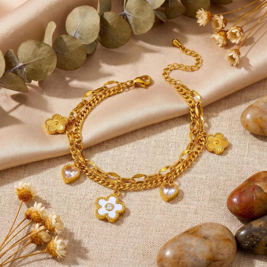 Double Layered Charm Bracelet Gold / onesize Apparel and Accessories
