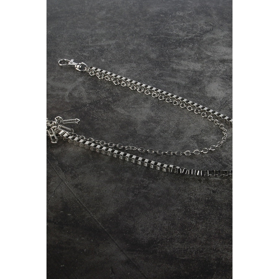 Double-Layered Cross Waist Chain Silver / One Size