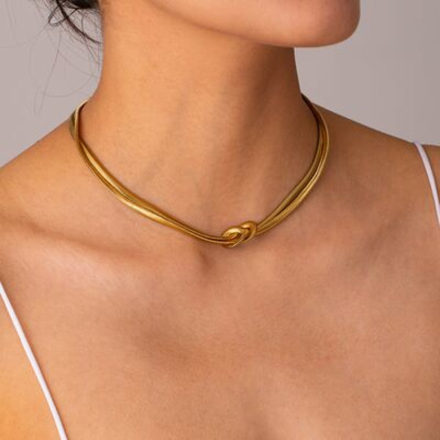 Double Layered Knot Herringbone Choker Necklace Clothing