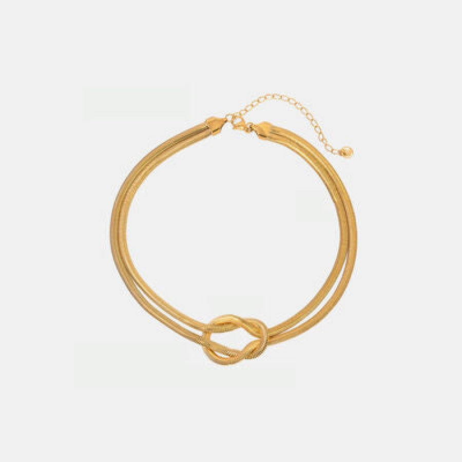 Double Layered Knot Herringbone Choker Necklace Gold / One Size Clothing