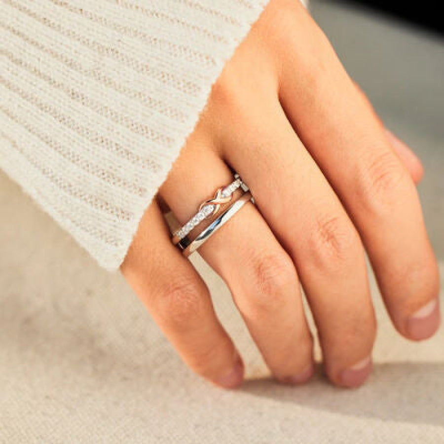 Double-Layered Zircon 925 Sterling Silver Ring Clothing