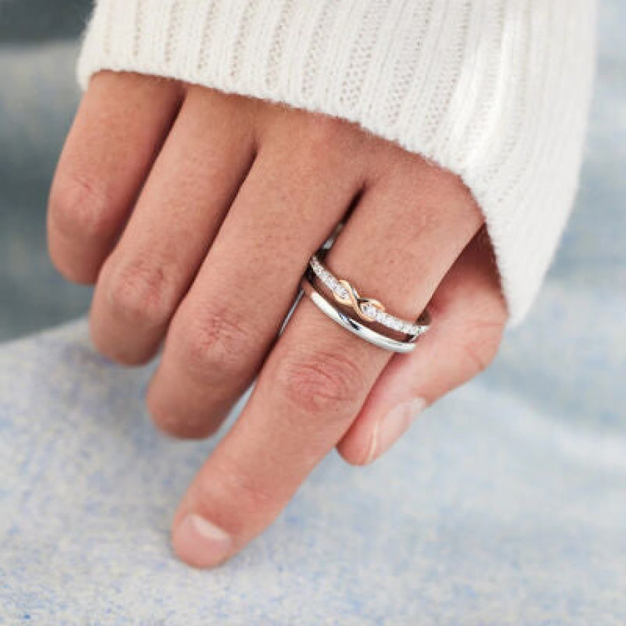 Double-Layered Zircon 925 Sterling Silver Ring Clothing