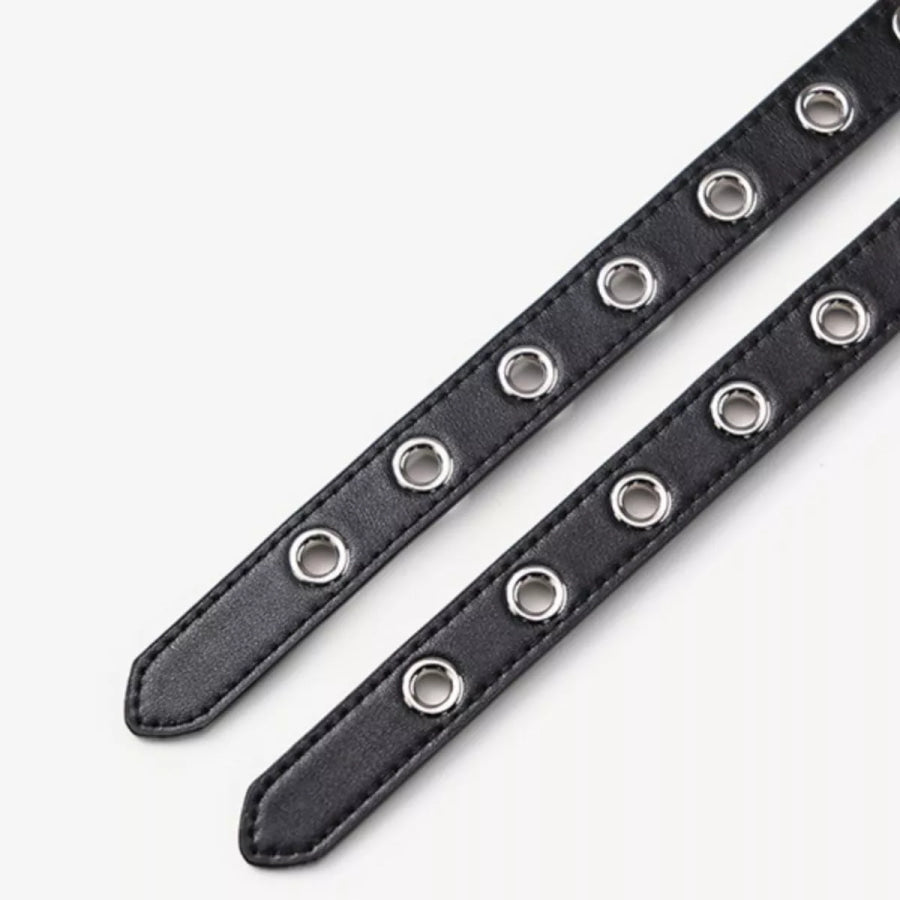Double Row Grommet Wide Waist Belt Apparel and Accessories