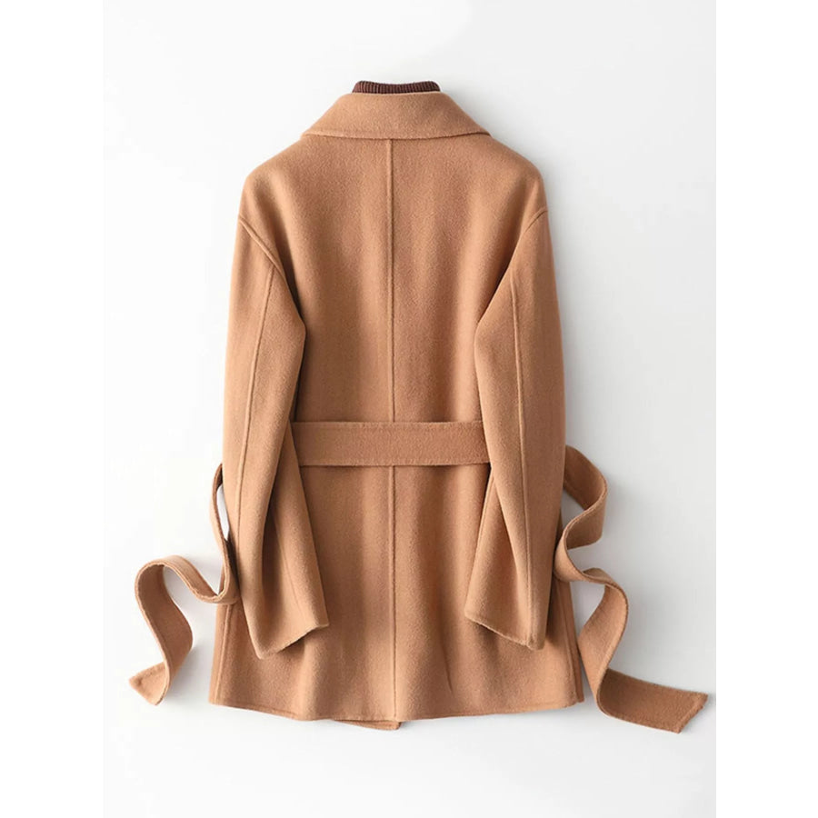 Double-Sided Wool Coat with Belted Apparel and Accessories