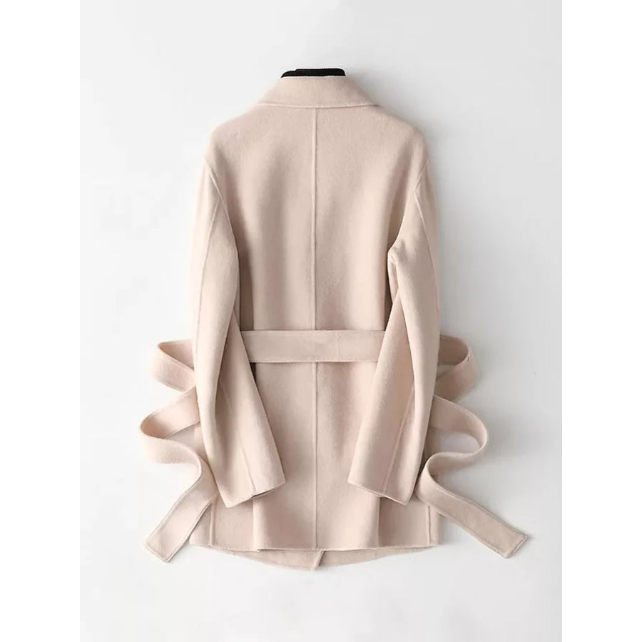 Double-Sided Wool Coat with Belted Apparel and Accessories