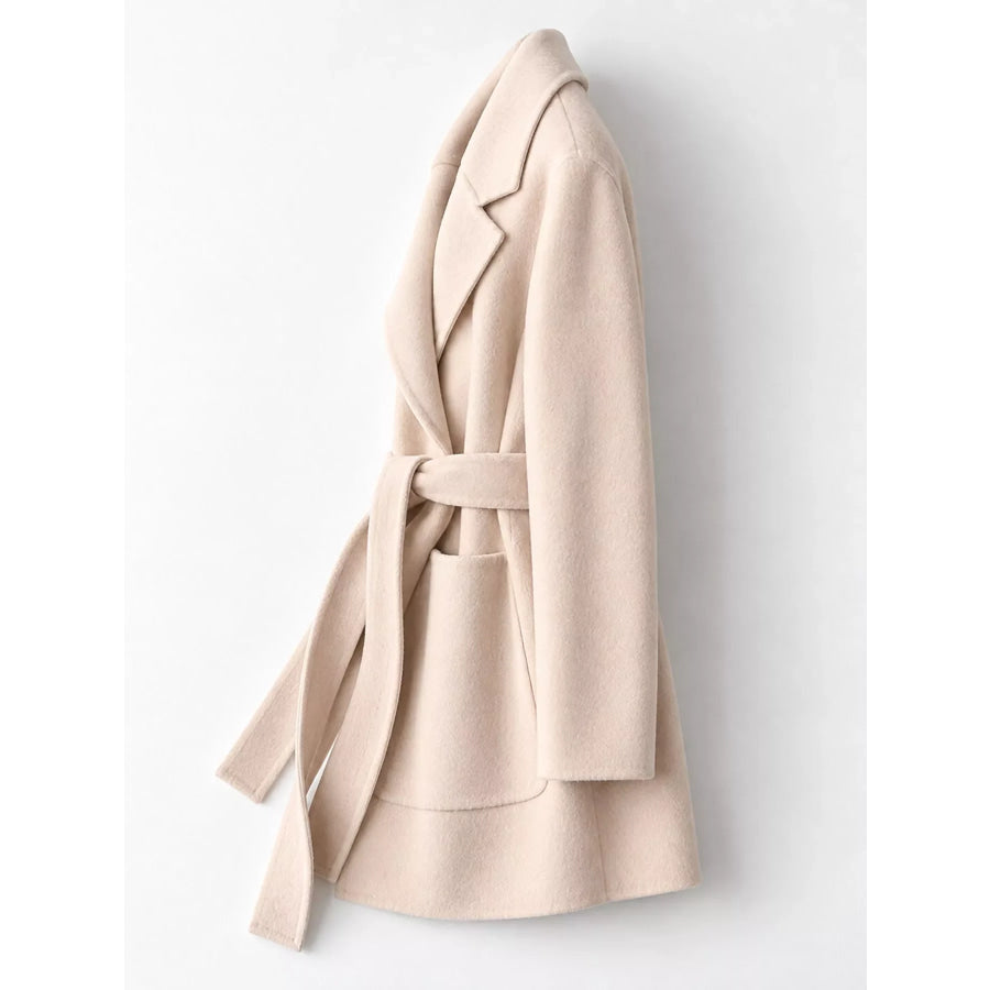 Double-Sided Wool Coat with Belted Apparel and Accessories