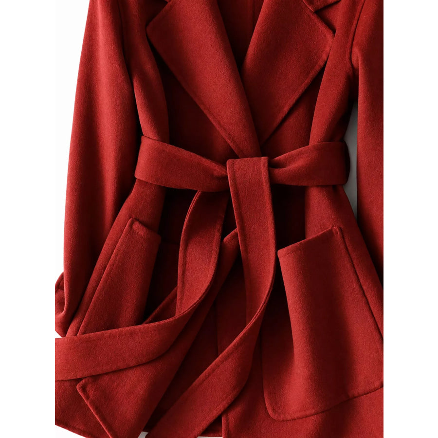 Double-Sided Wool Coat with Belted Apparel and Accessories