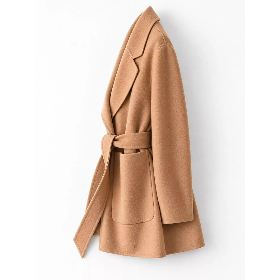 Double-Sided Wool Coat with Belted Apparel and Accessories