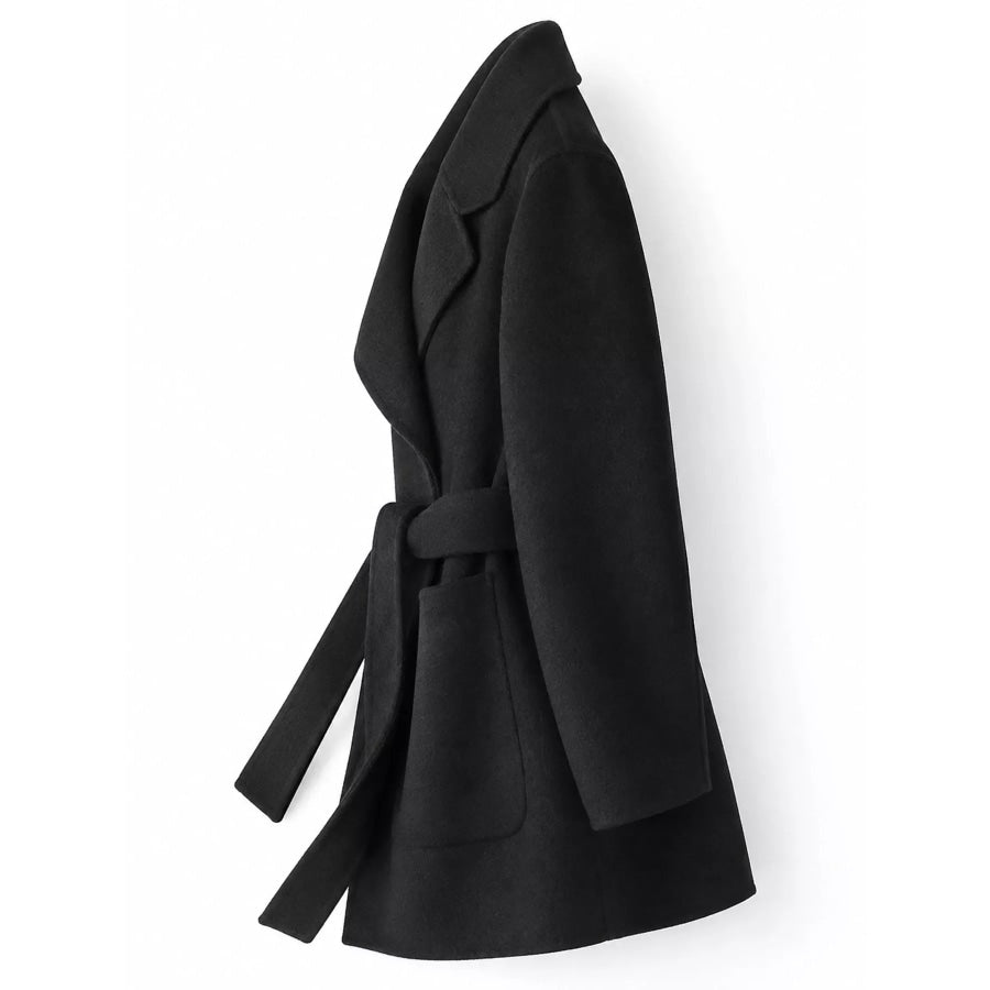 Double-Sided Wool Coat with Belted Apparel and Accessories