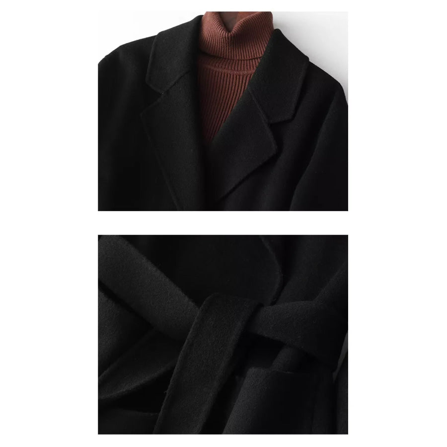 Double-Sided Wool Coat with Belted Apparel and Accessories