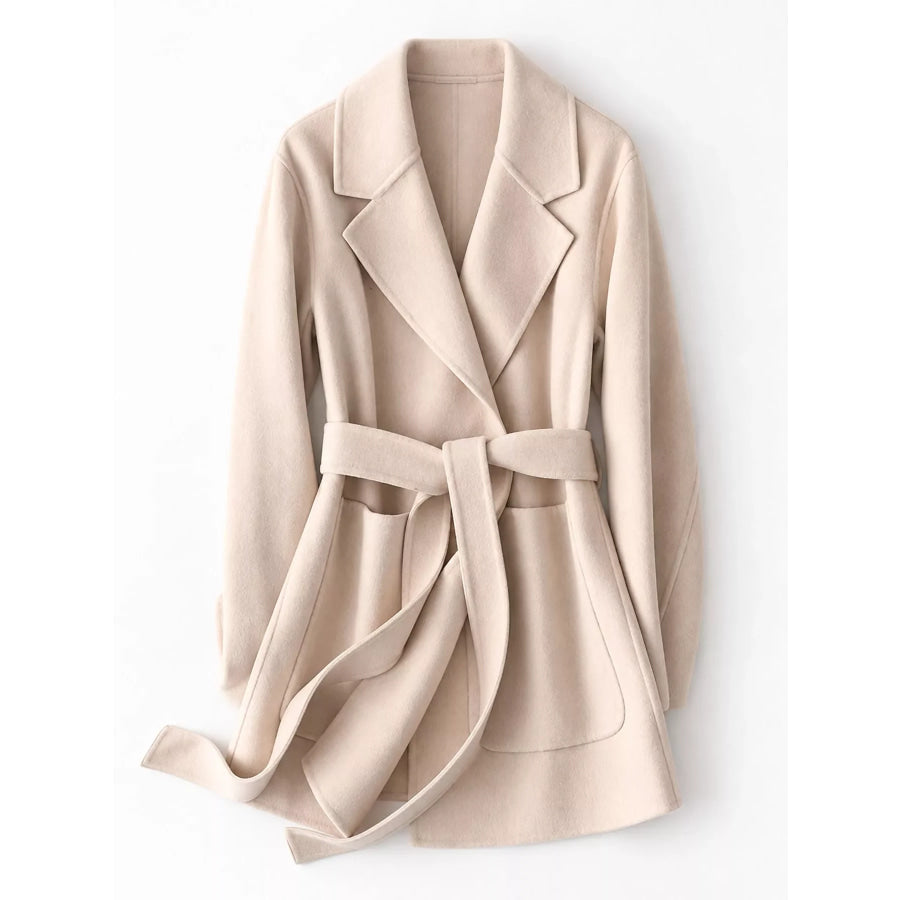 Double-Sided Wool Coat with Belted Apparel and Accessories