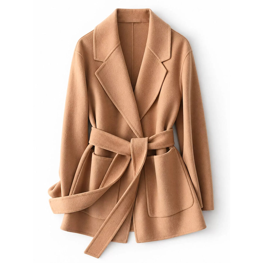 Double-Sided Wool Coat with Belted Apparel and Accessories