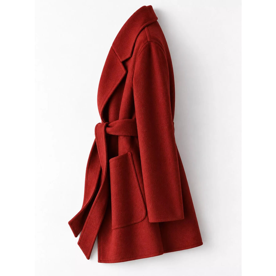 Double-Sided Wool Coat with Belted Apparel and Accessories