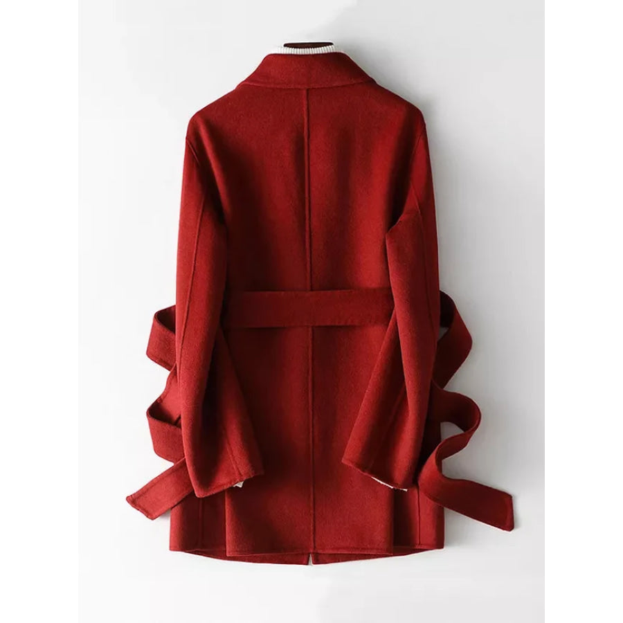 Double-Sided Wool Coat with Belted Apparel and Accessories