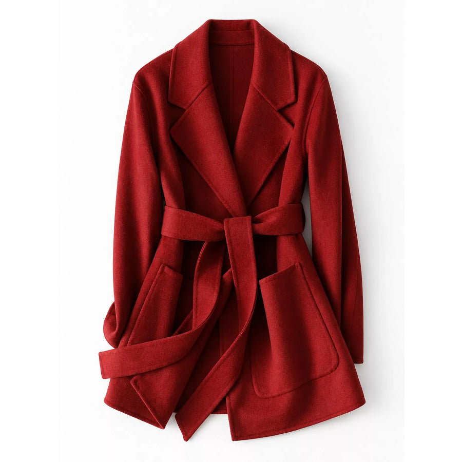 Double-Sided Wool Coat with Belted Apparel and Accessories